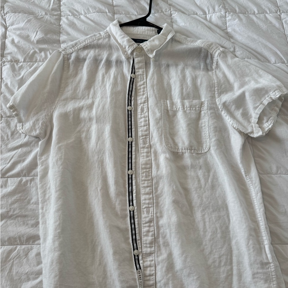 Perry Ellis White Casual Button Down Shirt